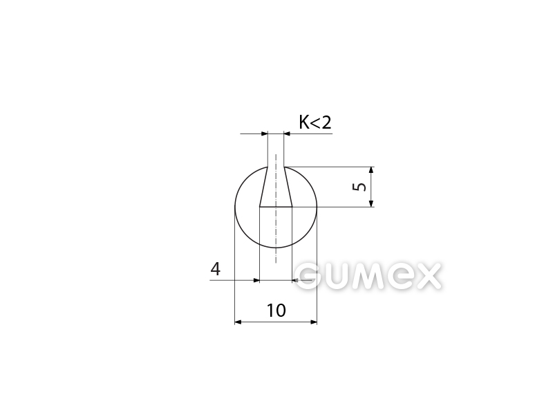Rundes Silikonprofil, 10mm, Rille 4mm, 60°ShA, -60°C/+180°C, transparent, 